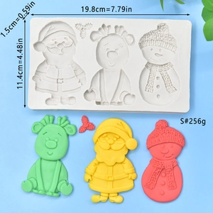 Detailed Christmas silicone mold showing Santa and Reindeer figures with dimensions