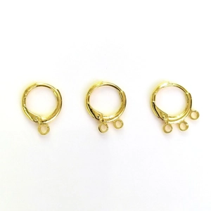 14k gold plated round earrings connectors with 1/2/3 loop options for DIY jewelry making