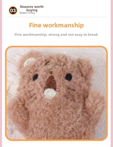 Detailed close-up of brown plush puppy keychain showing premium curly fur and embroidery