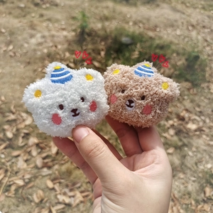 Cute plush cartoon bear doll accessories in white and brown colors for winter decor