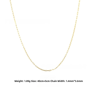 Detailed view of the 1.4mm wide 18k gold plated S925 sterling silver paperclip chain necklace