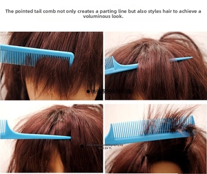 Blue plastic tail comb for precise hair parting, sectioning and backcombing styles