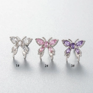 Boucles d'oreilles papillon scintillantes avec zircone colorée en trois styles