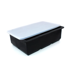 Molde de silicona negro para cubitos de hielo con tapa semitransparente de alta calidad