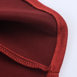 British style sleeveless maxi dress with crew neck and zipper details in deep red fabric