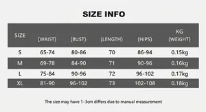Guide des tailles détaillé pour la mini robe sexy en cuir PU avec mesures précises