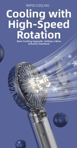 Internal motor structure of a transparent blue handheld fan with rapid cooling