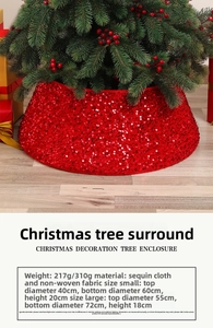 Dettaglio del collare per albero di Natale con paillettes rosse e dimensioni S e L