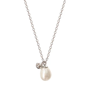 925 Sterling silver necklace featuring a natural freshwater pearl and silver ball pendant