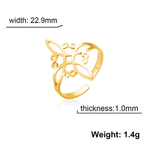 Golden stainless steel witch knot ring with cutout design and adjustable open band