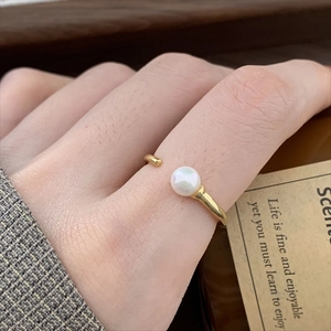 Minimalist 925 Sterling Silver Freshwater Pearl Ring For Women Elegant Adjustable Open Band Jewelry Gift