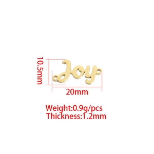 Vue macro du connecteur pendentif joy doré avec dimensions 20x10.5mm pour bijoux DIY