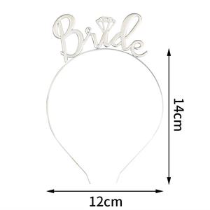 Silver bridal headband featuring Bride lettering and diamond motif with 12x14cm dimensions