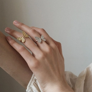 Elegant 925 sterling silver butterfly rings in gold and silver finish for women