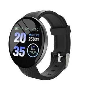 Close-up of smart fitness tracker with digital display showing steps and black silicone strap