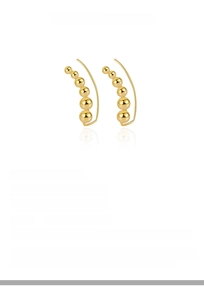 Detail view of S925 sterling silver curved bead earrings with 18k gold plating details