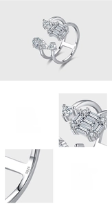 Macro shot of S925 sterling silver ring showing hand-paved 5A cubic zirconia and S925 stamp