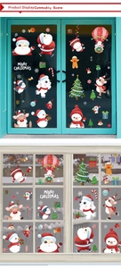 Christmas window stickers set featuring Santa, reindeer, and snowmen on glass doors