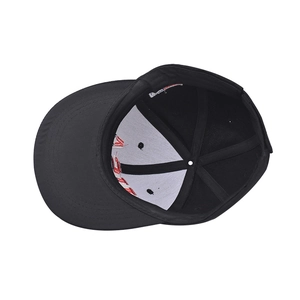 Detailed interior of USA flag baseball cap showing embroidery, sweatband, and 6-panel build