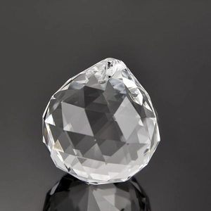 Faceted crystal glass prism ball with reflection for chandelier and bead curtain decor