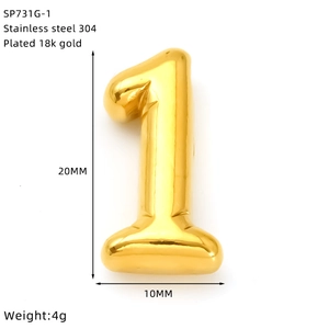 Polished 18k gold plated number 1 pendant in 304 stainless steel for necklace