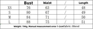 Detailed size chart for women buttoned tank top with bust and length measurements