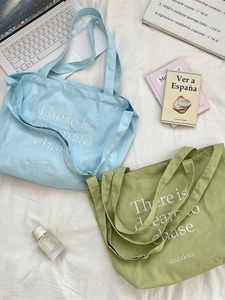 Minimalist canvas tote bag for women with dream chase print and large capacity