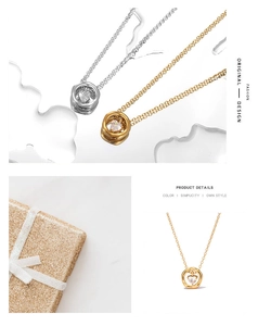 Détail du collier coeur en acier titane avec pendentif en zircone cubique brillant