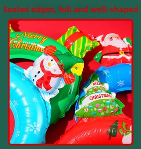 Vibrant Christmas foil balloon set featuring Santa, snowman and festive tree shapes