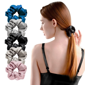 Pure Mulberry Satin Hair Scrunchies Handmade Elastic Soft Hair Ties For Women Girls Elegant Hair Accessories