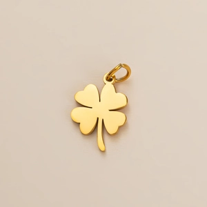 Elegant 18k gold plated four-leaf clover pendant with a polished metallic finish