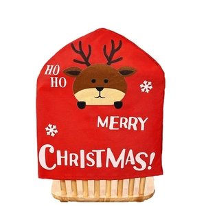 Christmas chair cover featuring cartoon reindeer pattern with Ho Ho Merry Christmas text