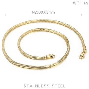 Detail of 3mm gold stainless steel snake chain with 500mm length and 11g weight