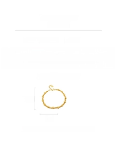 Detail showing 24k gold-plated copper bracelet with 1cm beads and 7.8g weight specs