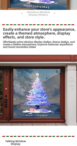 Detail of purple animated Christmas tree static sticker with luminous star and lights