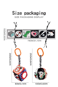 Size specifications for high-contrast baby cloth book and sensory hanging toys set