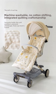 Detail of baby stroller liner featuring quilted 3D minky fabric and cute bear prints