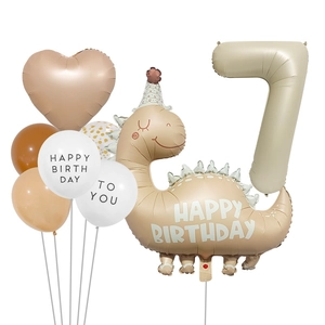 Kit de ballons dinosaure avec chiffre 7 et cœurs pour décoration d'anniversaire