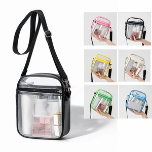 Clear Crossbody Bag Transparent PVC PU Waterproof Shoulder Purse Small Square Travel Beach Jelly Bag Women
