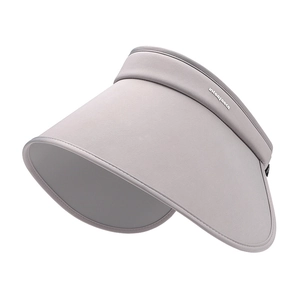 Light grey wide brim sun visor hat with stylish side lettering for outdoor UV protection