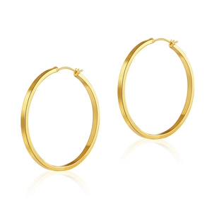 Minimalist 18K gold plated brass hoop earrings with mirror polished finish and reflection