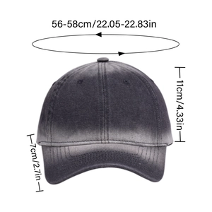 Vintage gradient denim baseball cap with sun protection and adjustable 56-58cm fit