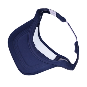 Navy blue breathable mesh sun visor cap made of cotton and polyester blend fabric