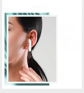 Close-up of a silver anti-lost earring chain with rhinestones for wireless earbuds