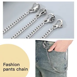 Stainless Steel Pants Chain Punk Hip Hop Gothic Cuban Link Pocket Jean Belt Accessory Men Women Skull Buddha Head Hook