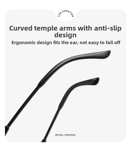 Detailed macro view showing the ergonomic non-slip curved temple of these black heart sunglasses