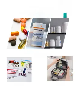 Macro detail of portable medical bag with mesh dividers for organized drug storage