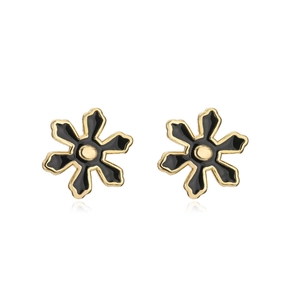 Orecchini a fiore placcati in oro 18K con smalto nero per uno stile minimalista chic