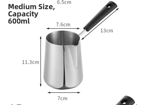 600ml stainless steel milk frothing pitcher with thermal handle and precise measurements