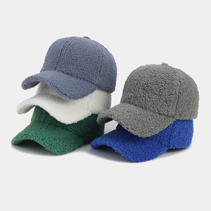 Thick solid color faux sherpa baseball caps in various colors for autumn and winter